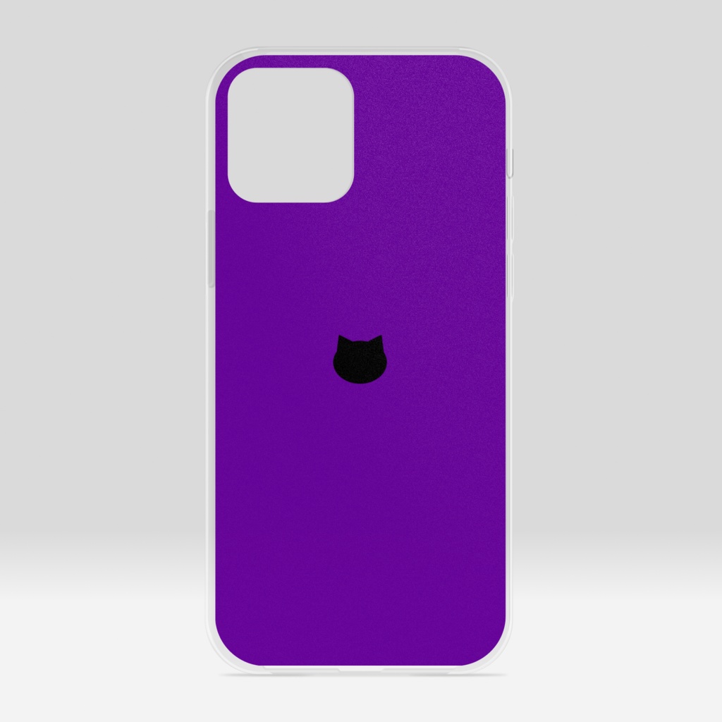 シンプル猫柄クリアiPhoneケース - パープル