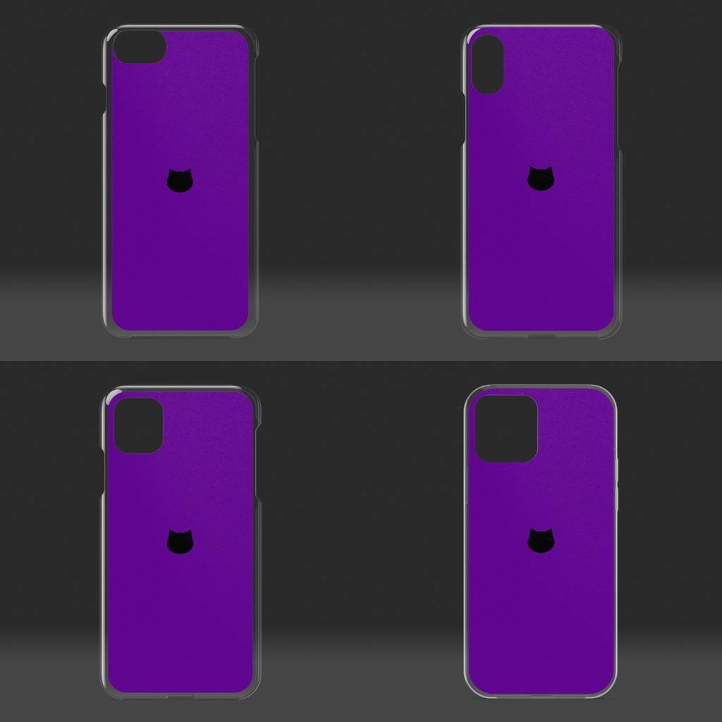 シンプル猫柄クリアiPhoneケース - パープル
