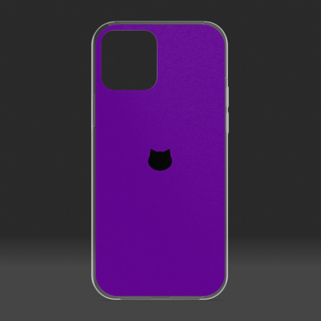 シンプル猫柄クリアiPhoneケース - パープル