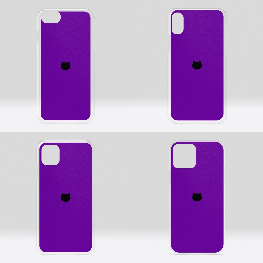 シンプル猫柄クリアiPhoneケース - パープル