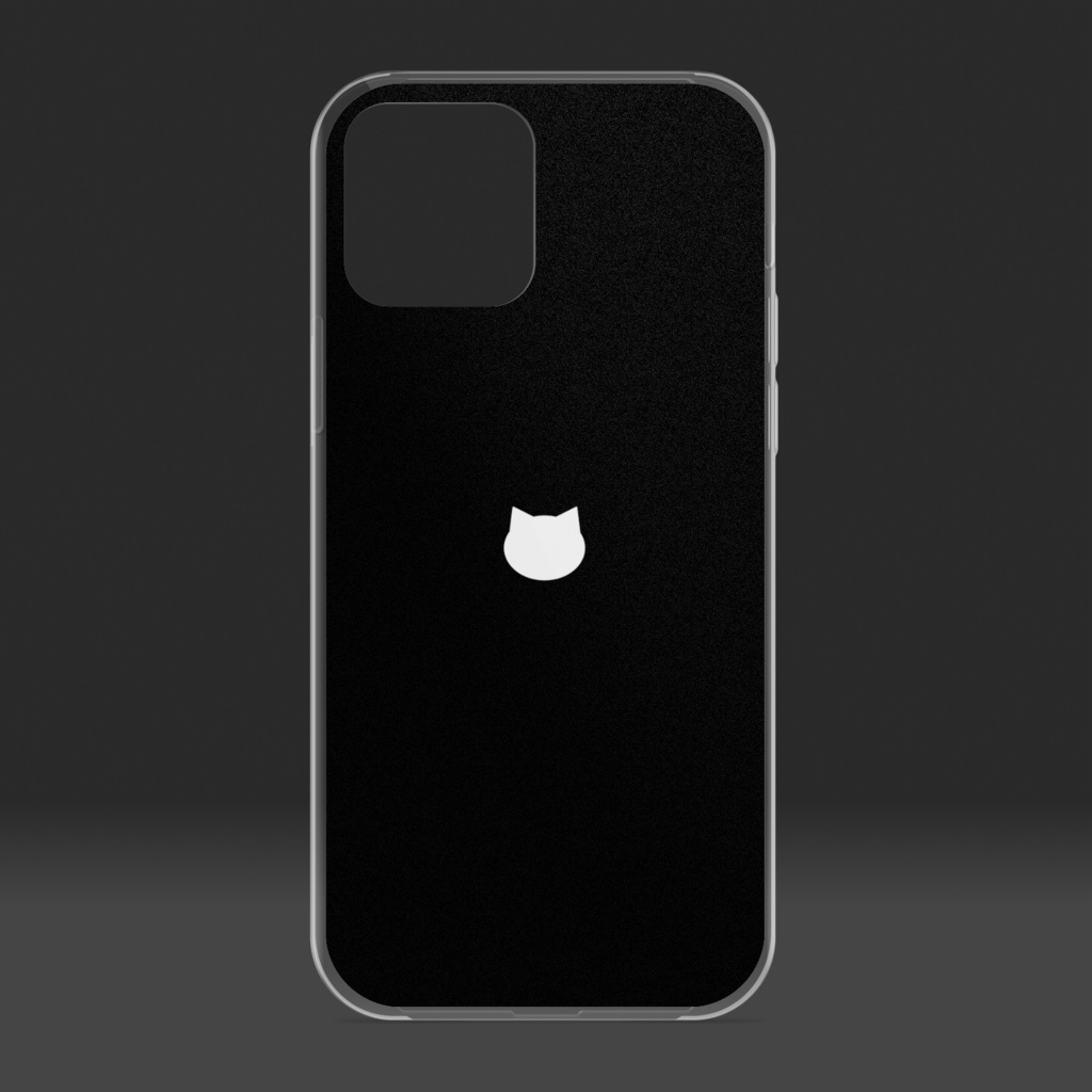 シンプル猫柄クリアiPhoneケース - ブラック