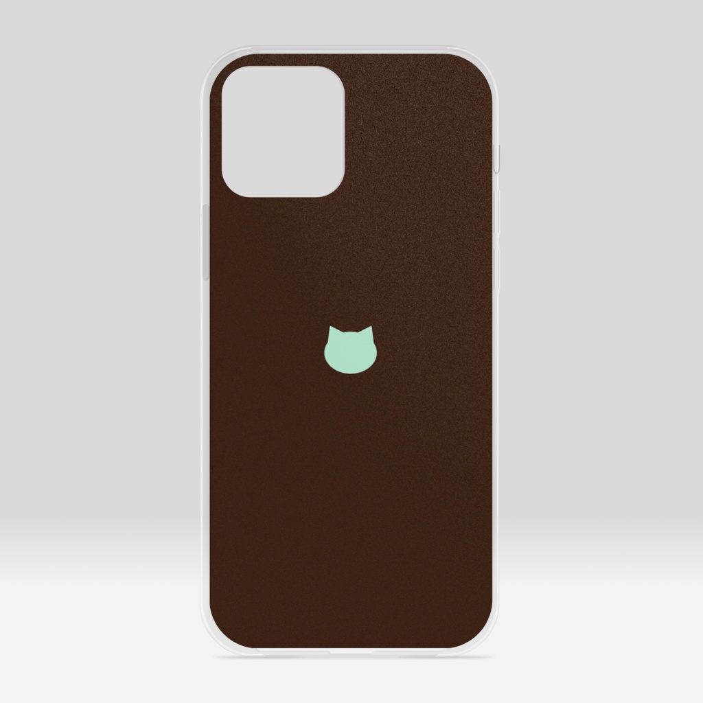 シンプル猫柄クリアiPhoneケース - チョコミント