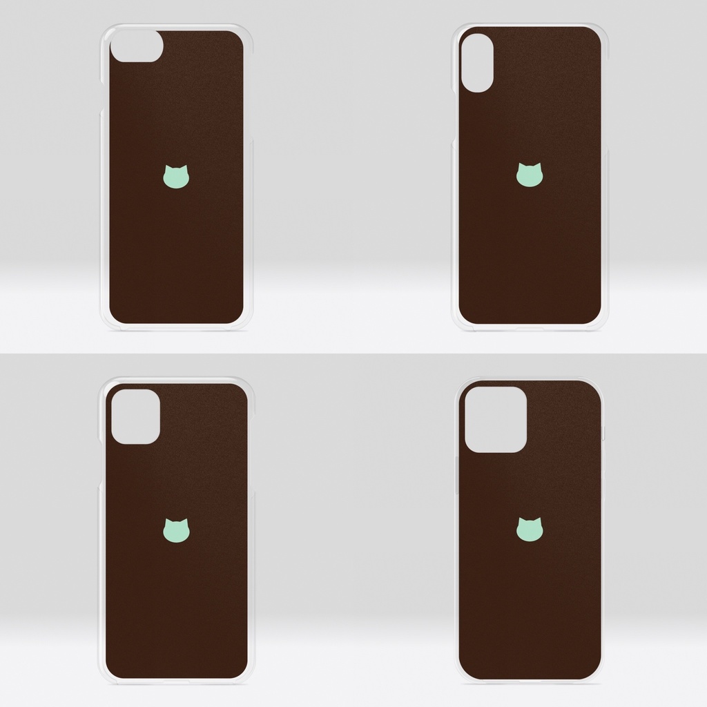 シンプル猫柄クリアiPhoneケース - チョコミント