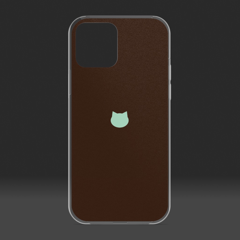 シンプル猫柄クリアiPhoneケース - チョコミント