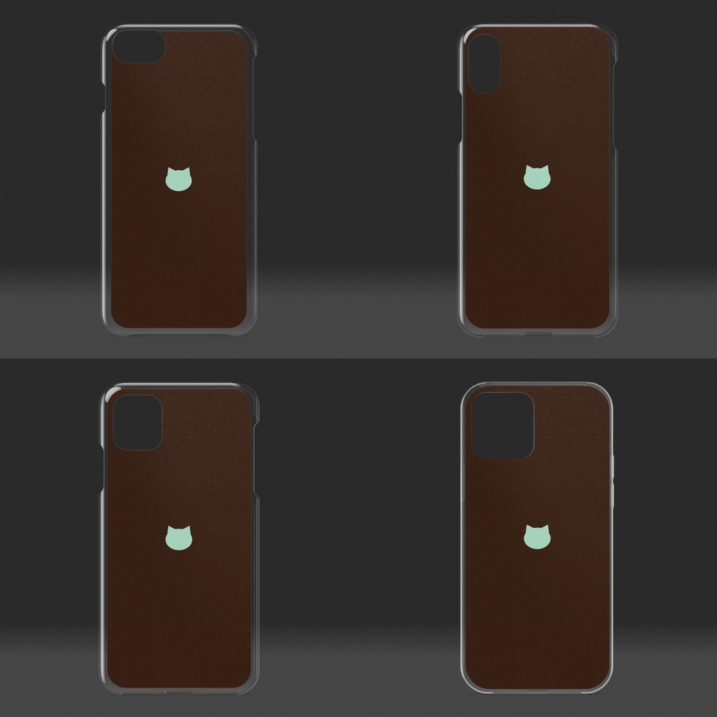 シンプル猫柄クリアiPhoneケース - チョコミント