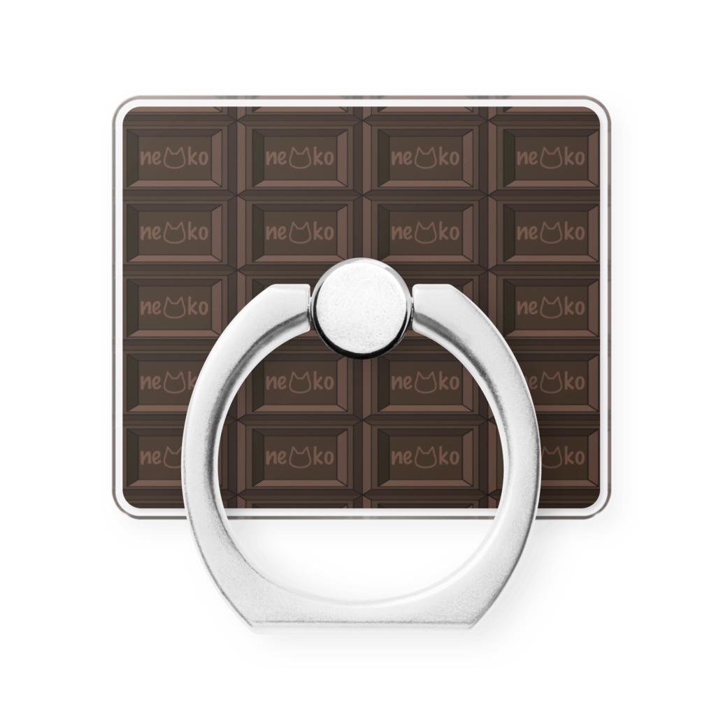 かわいい猫柄のチョコレート 板チョコ風スマホリング