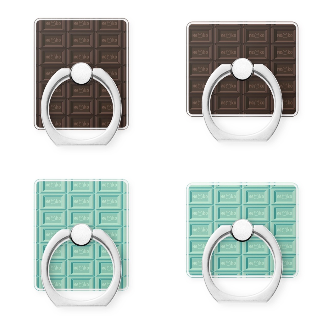 かわいい猫柄のチョコレート 板チョコ風スマホリング