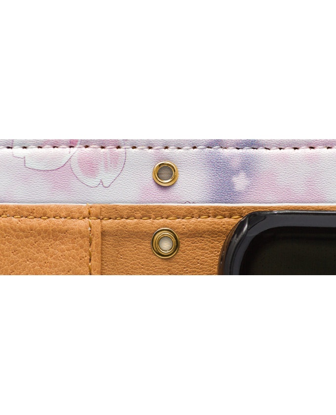 市松猫柄の和風な手帳型iPhoneケース ベルトなし - チョコキャラメル