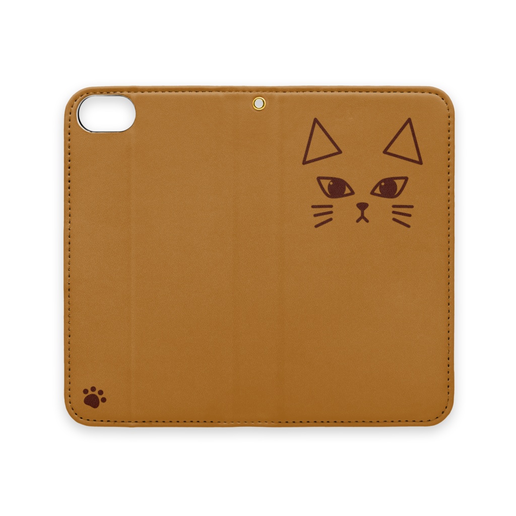 おめめパッチリにゃんこの手帳型iPhoneケース ベルトなし