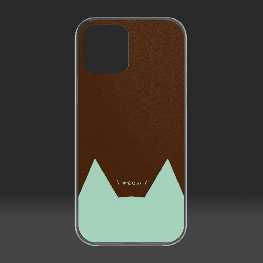 猫耳クリアiPhoneケース ハードケース - チョコミント A