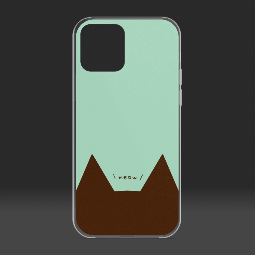 猫耳クリアiPhoneケース ハードケース - チョコミント B