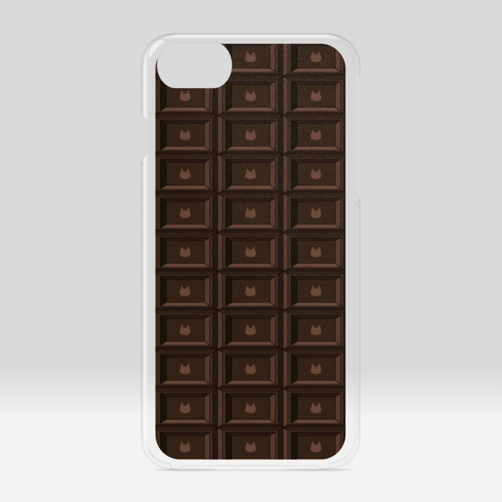 猫の模様が入ったチョコレート 板チョコ風クリアiPhoneケース - ロゴなし
