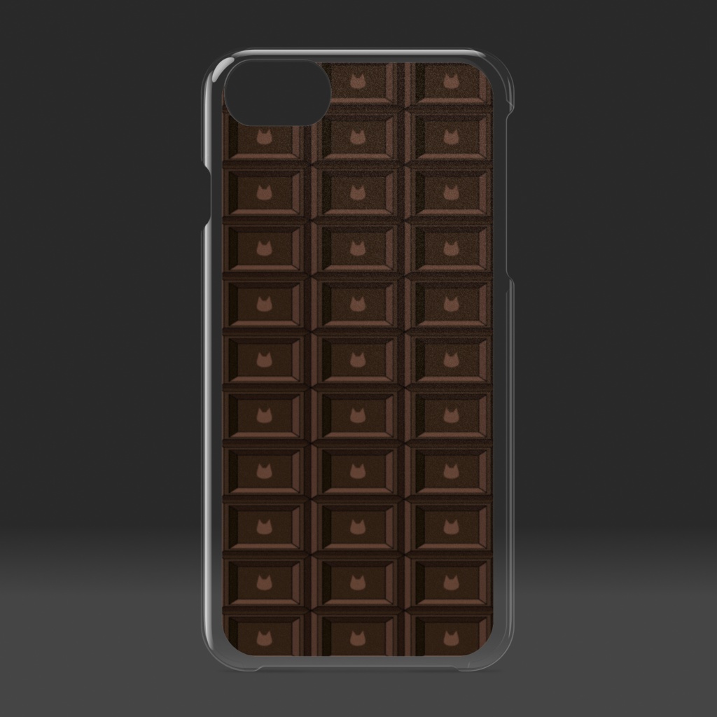 猫の模様が入ったチョコレート 板チョコ風クリアiPhoneケース - ロゴなし