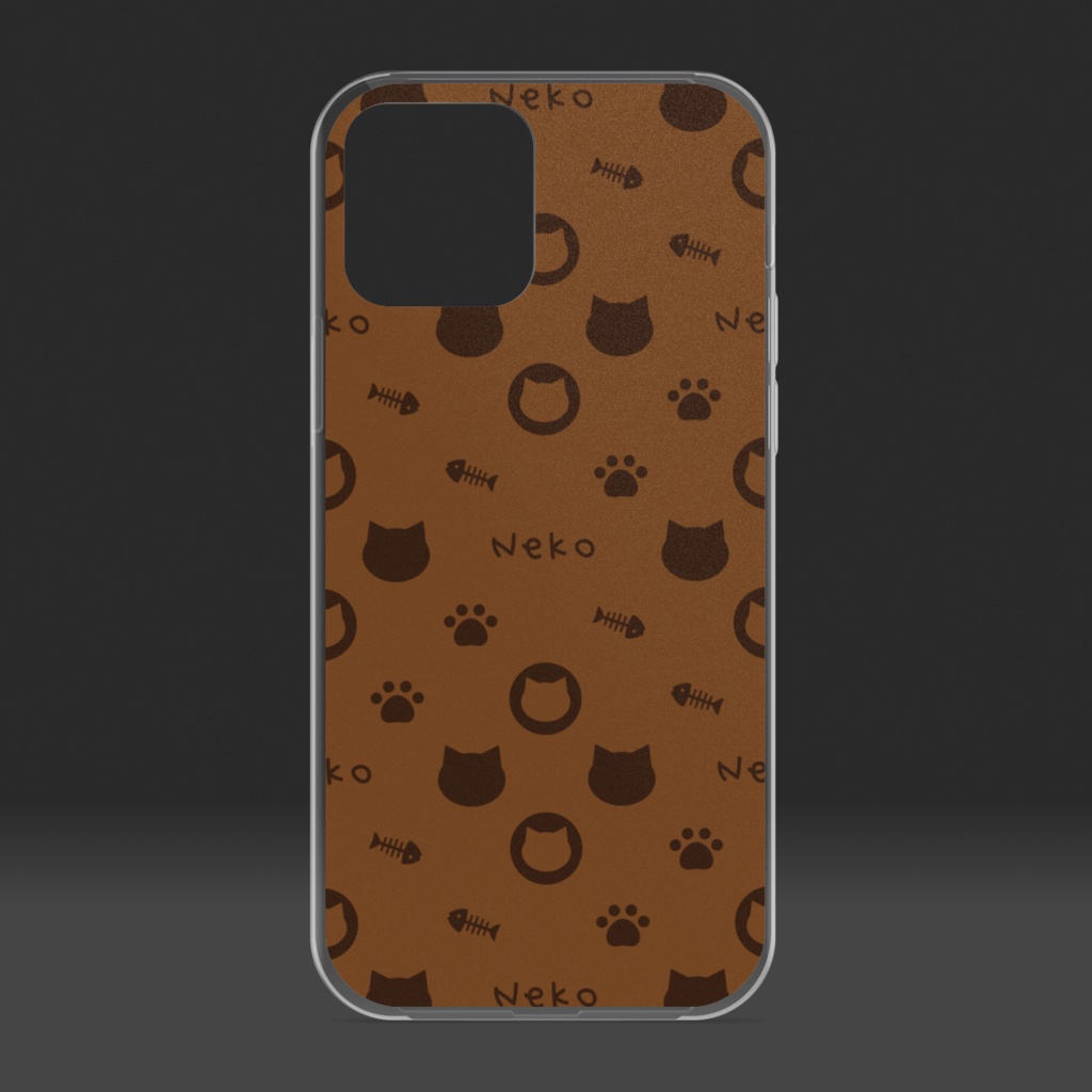 ねこねこモノグラム クリアiPhoneケース ハードケース - チョコチップ