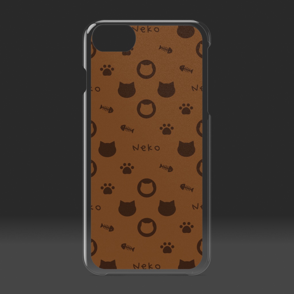 ねこねこモノグラム クリアiPhoneケース ハードケース - チョコチップ