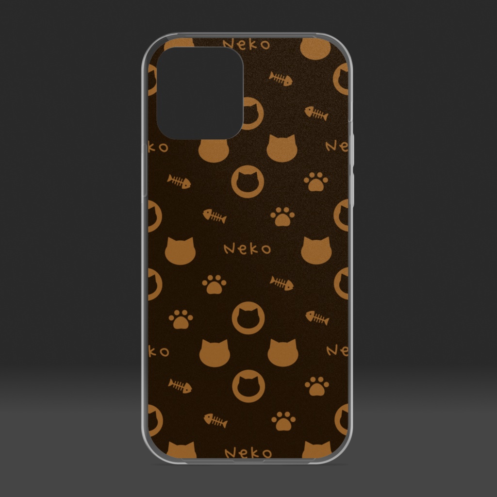 ねこねこモノグラム クリアiPhoneケース ハードケース - ザッハトルテ