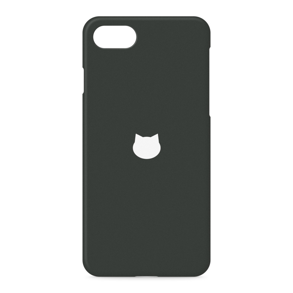 シンプル猫柄iPhoneケース ハードケース - ブラック