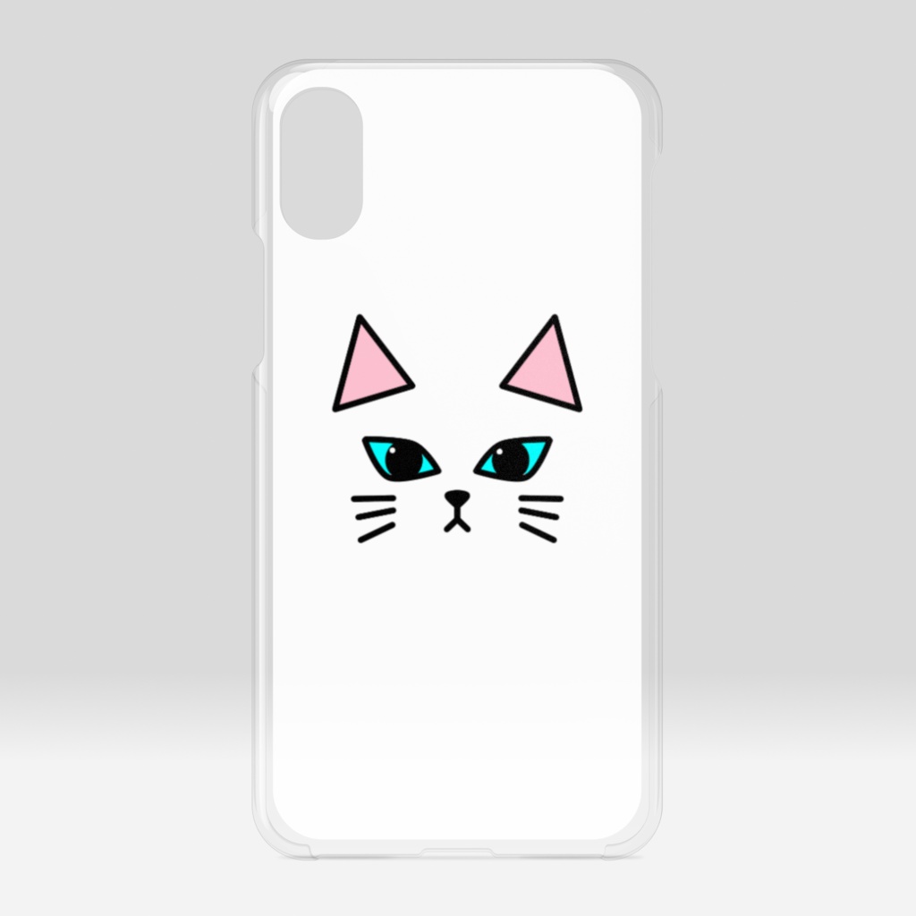 白猫のクリアiPhoneケース ハードケース おめめパッチリver.