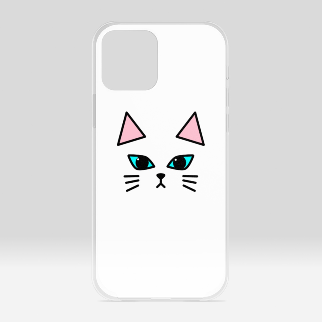 白猫のクリアiPhoneケース ハードケース おめめパッチリver.