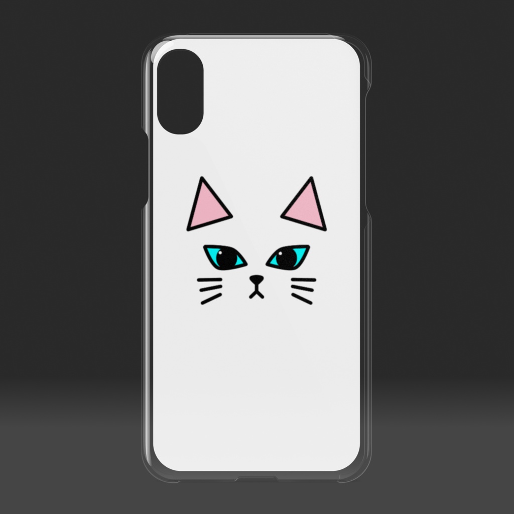 白猫のクリアiPhoneケース ハードケース おめめパッチリver.