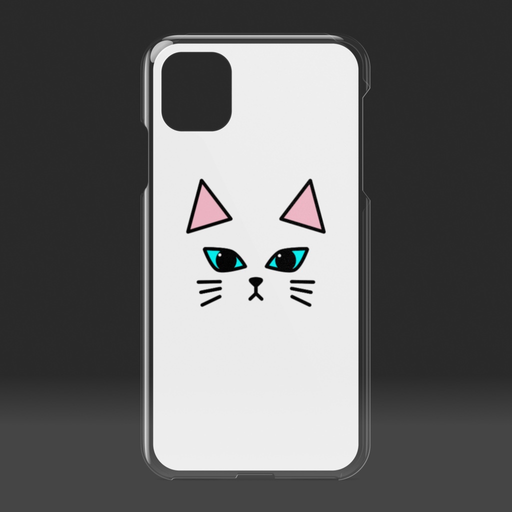 白猫のクリアiPhoneケース ハードケース おめめパッチリver.