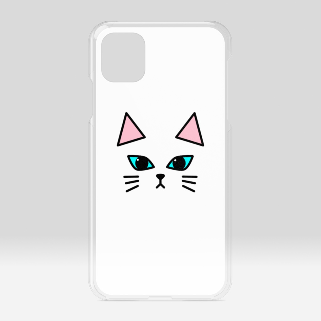 白猫のクリアiPhoneケース ハードケース おめめパッチリver.