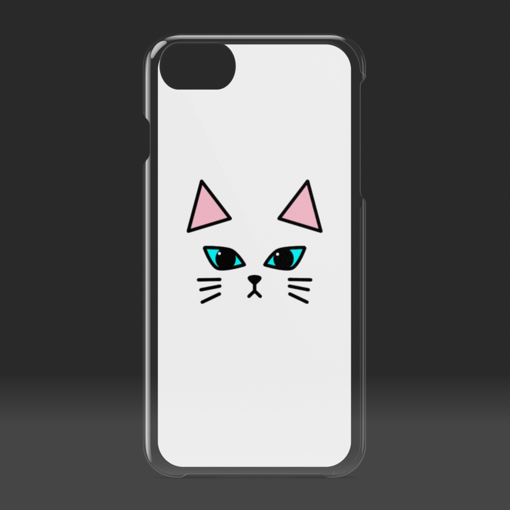 白猫のクリアiPhoneケース ハードケース おめめパッチリver.