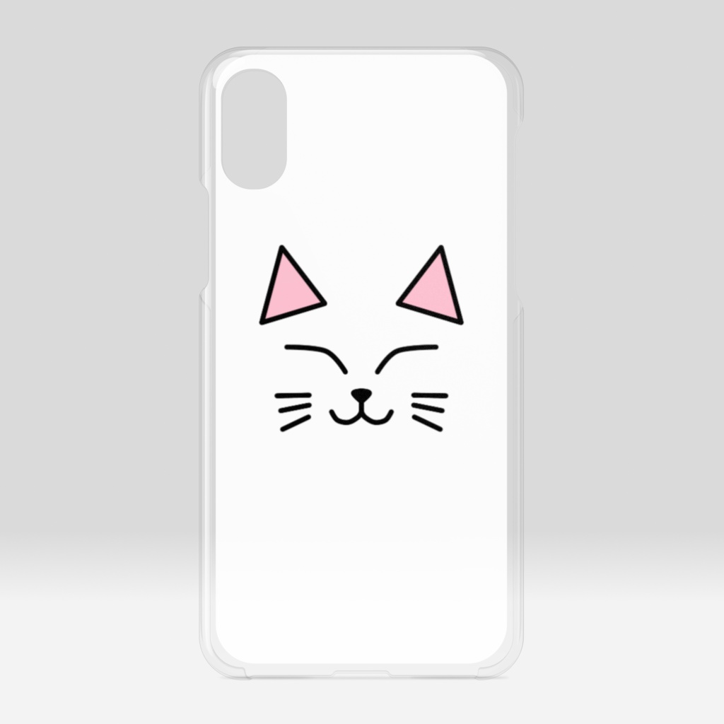 白猫のクリアiPhoneケース ハードケース にっこりver.