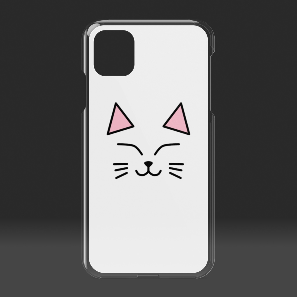 白猫のクリアiPhoneケース ハードケース にっこりver.