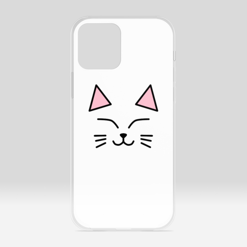 白猫のクリアiPhoneケース ハードケース にっこりver.