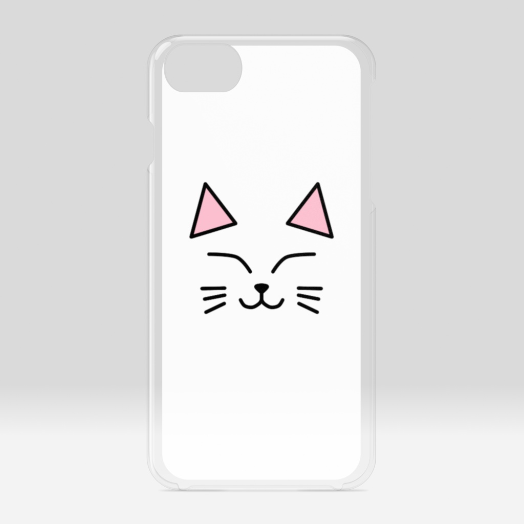 白猫のクリアiphoneケース ハードケース にっこりver 猫雑貨meru Mugi Booth