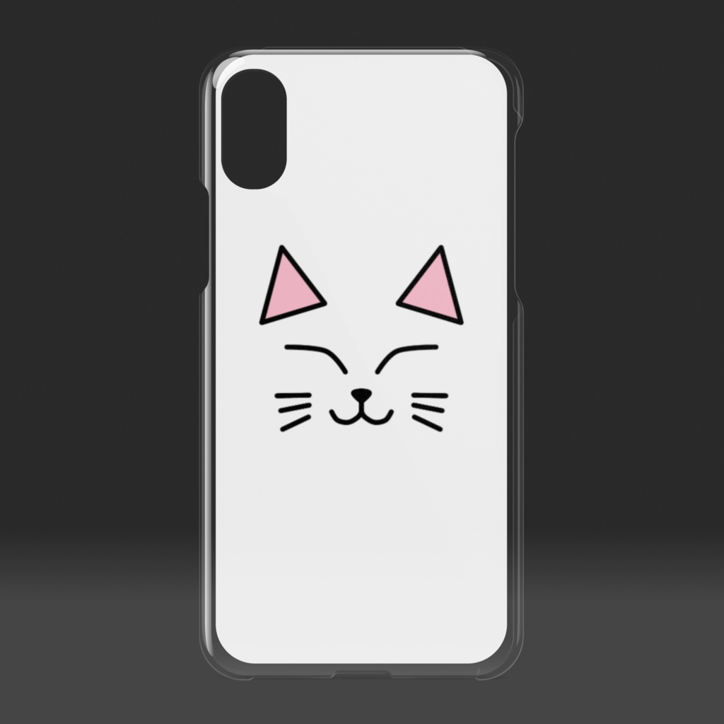 白猫のクリアiPhoneケース ハードケース にっこりver.