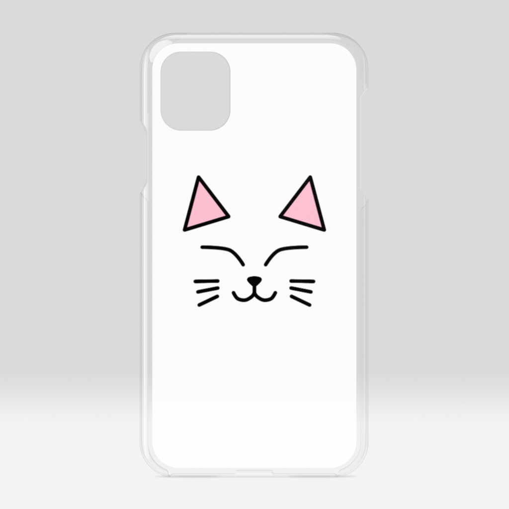 白猫のクリアiPhoneケース ハードケース にっこりver.