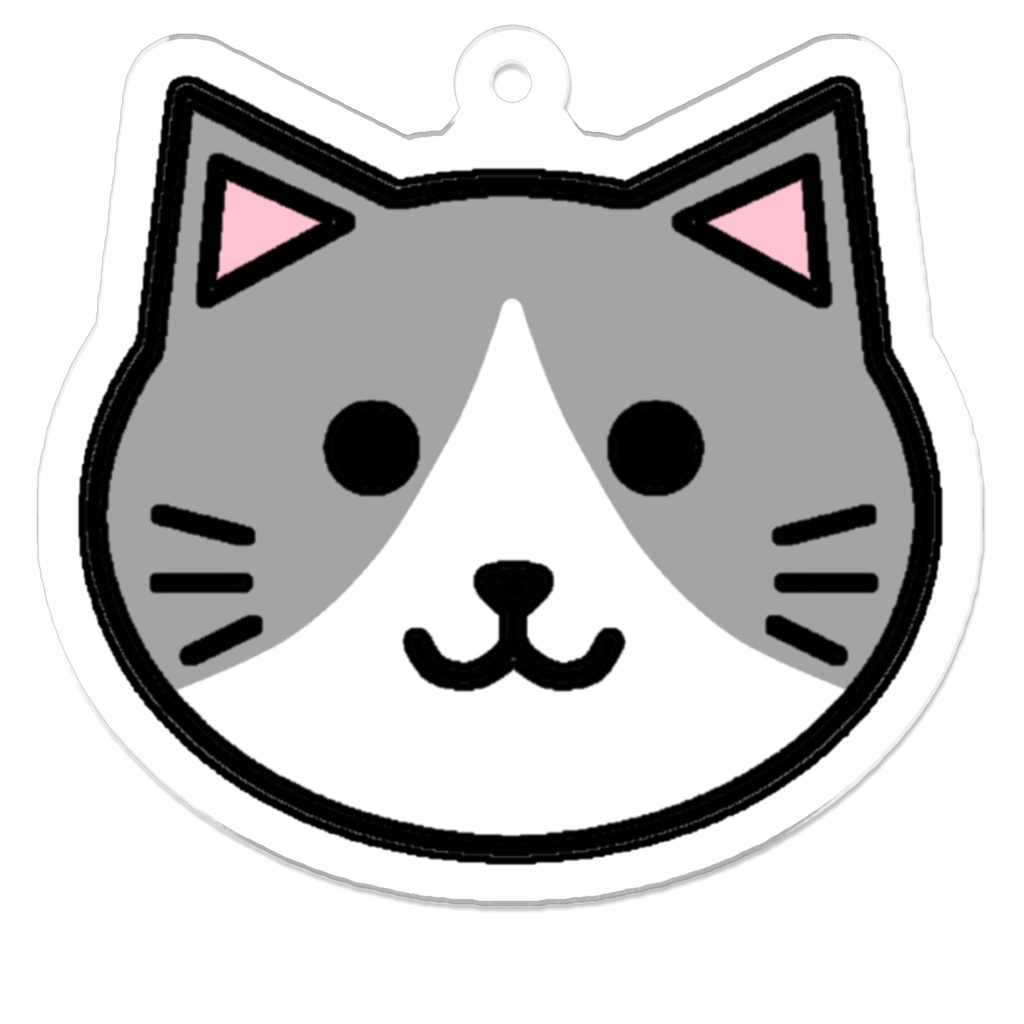 シンプルかわいい!ずんぐりねこのアクリルキーホルダー 50×50(mm) ※コーティングなし