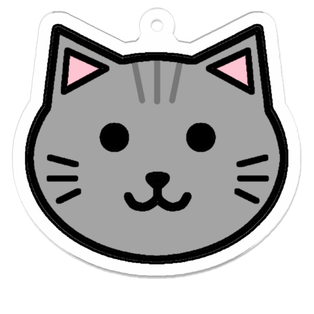 シンプルかわいい!ずんぐりねこのアクリルキーホルダー 50×50(mm) ※コーティングなし