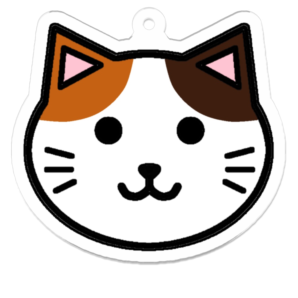 シンプルかわいい!ずんぐりねこのアクリルキーホルダー 50×50(mm) ※コーティングなし