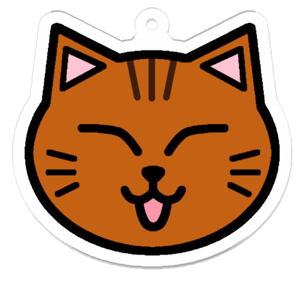 シンプルかわいい!ずんぐりねこのアクリルキーホルダー にっこりver. 50×50(mm) ※コーティングなし