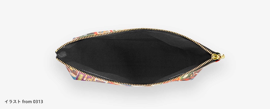 ずんぐりねこのモノグラム ポーチ 合皮 フェイクレザー