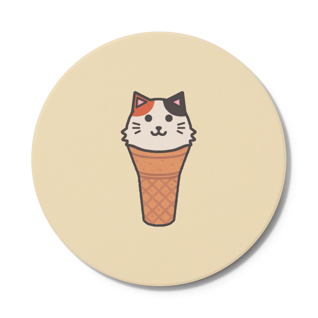 アイスクリームにゃんこの白雲石コースター 吸水性抜群