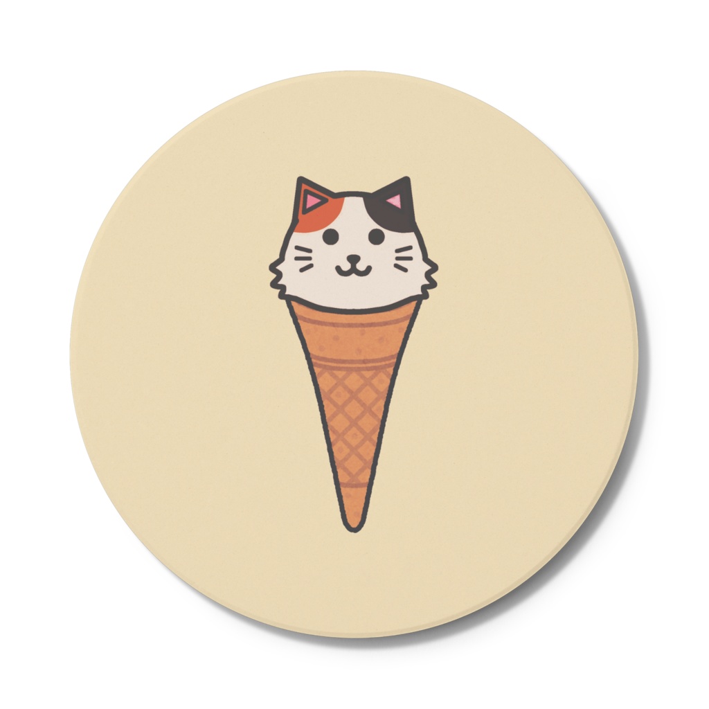 アイスクリームにゃんこの白雲石コースター 吸水性抜群