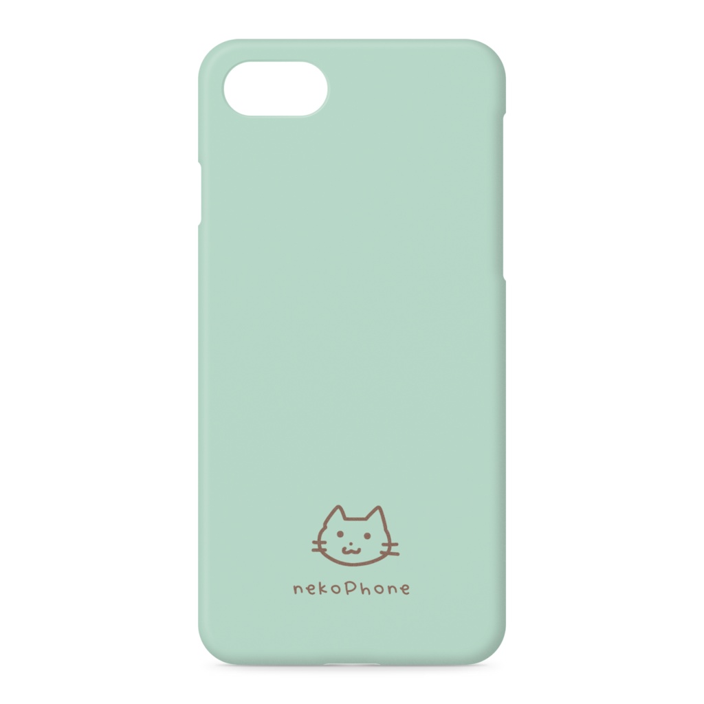 ゆるくてかわいい手描きの猫iPhoneケース ハードケース スマホケース ミントグリーン チョコミントカラー