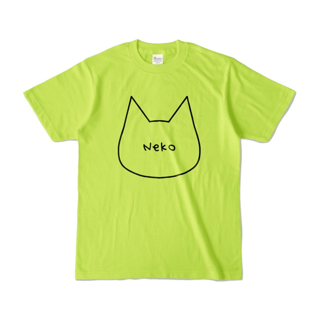【ライトグリーン】シンプルでかわいい猫柄Tシャツ 男女兼用 レディース メンズ ユニセックス