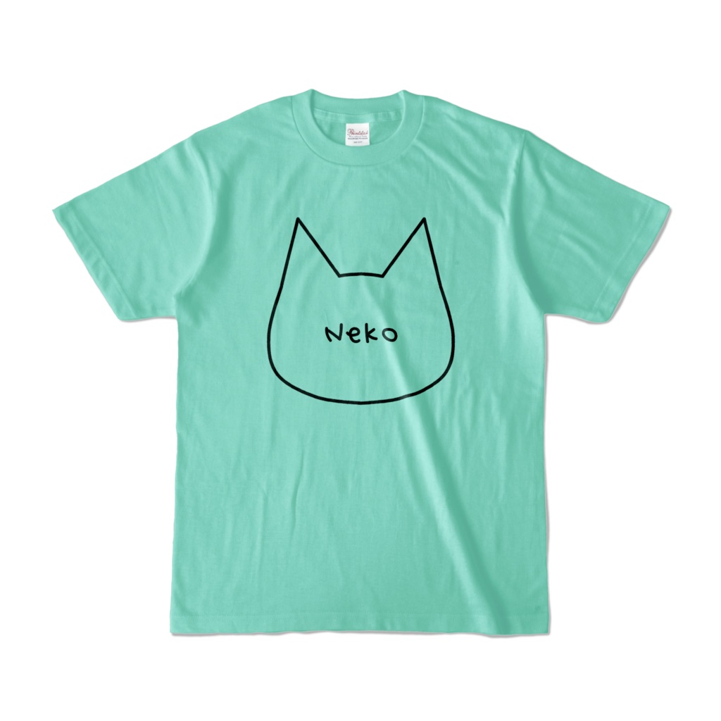 【アイスグリーン】シンプルでかわいい猫柄Tシャツ 男女兼用 レディース メンズ ユニセックス