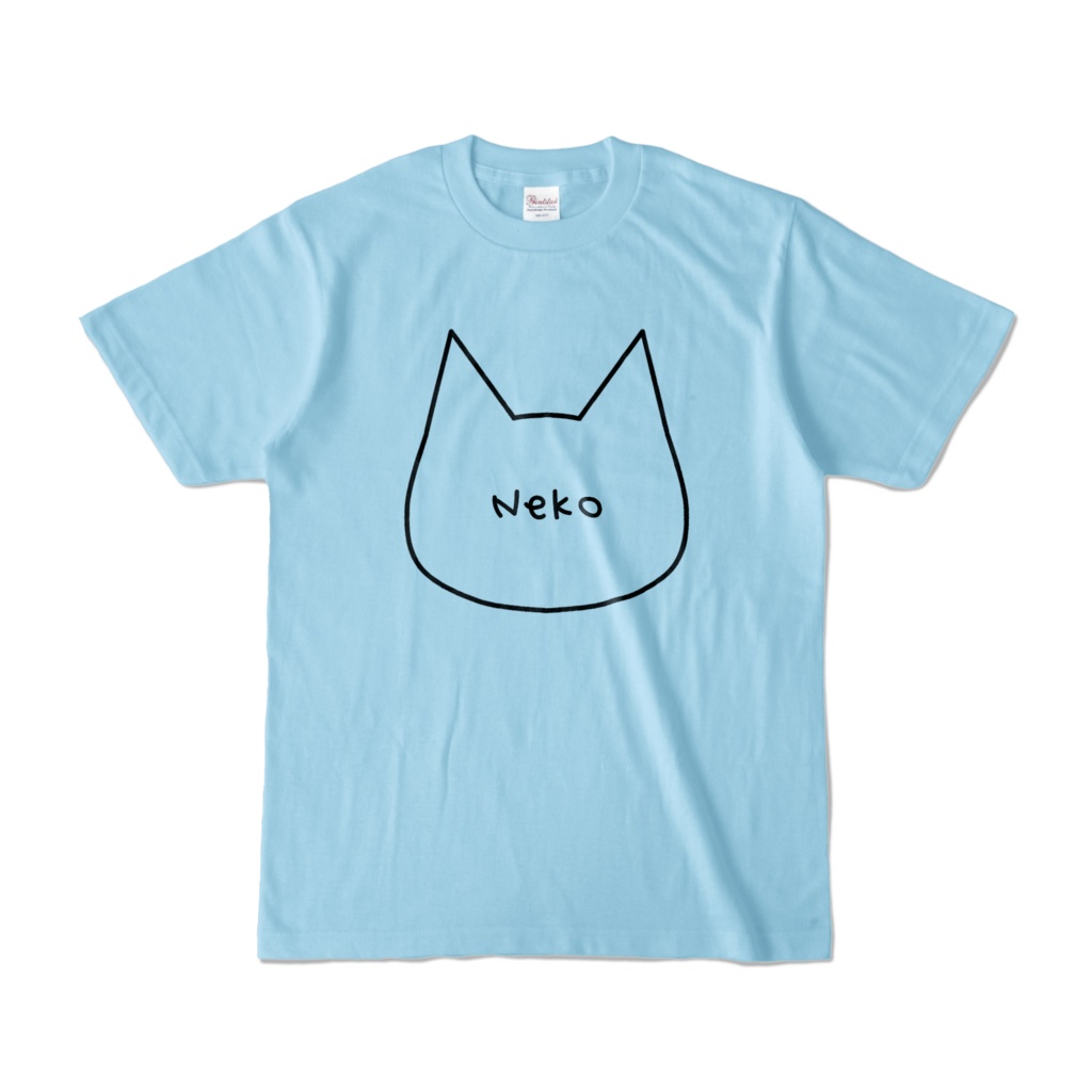 【ライトブルー】シンプルでかわいい猫柄Tシャツ 男女兼用 レディース メンズ ユニセックス