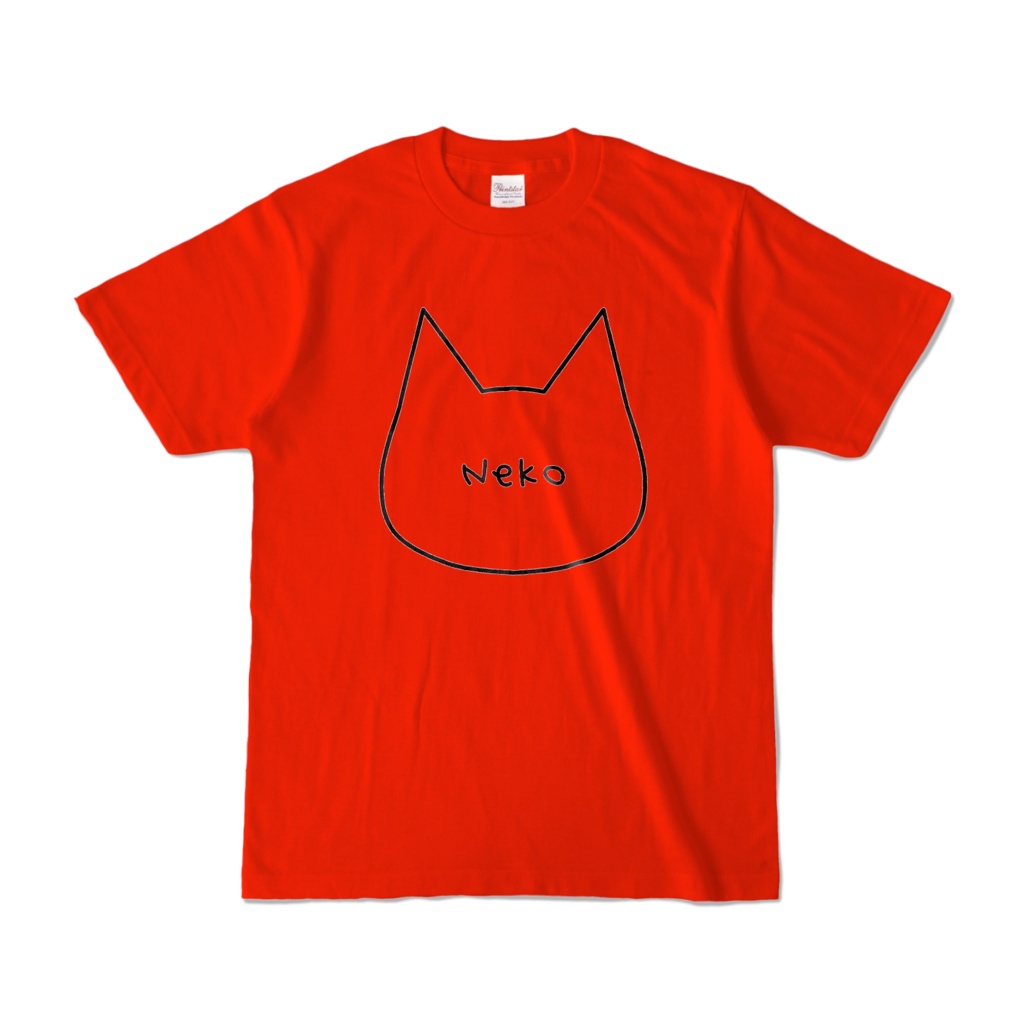 【レッド】シンプルでかわいい猫柄Tシャツ 男女兼用 レディース メンズ ユニセックス