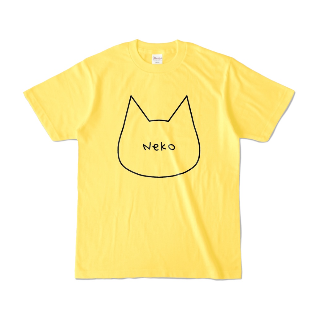 【イエロー】シンプルでかわいい猫柄Tシャツ 男女兼用 レディース メンズ ユニセックス