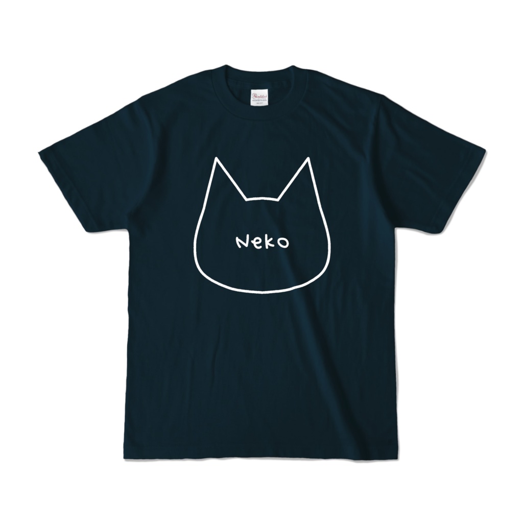 【ネイビー】シンプルでかわいい猫柄Tシャツ 男女兼用 レディース メンズ ユニセックス