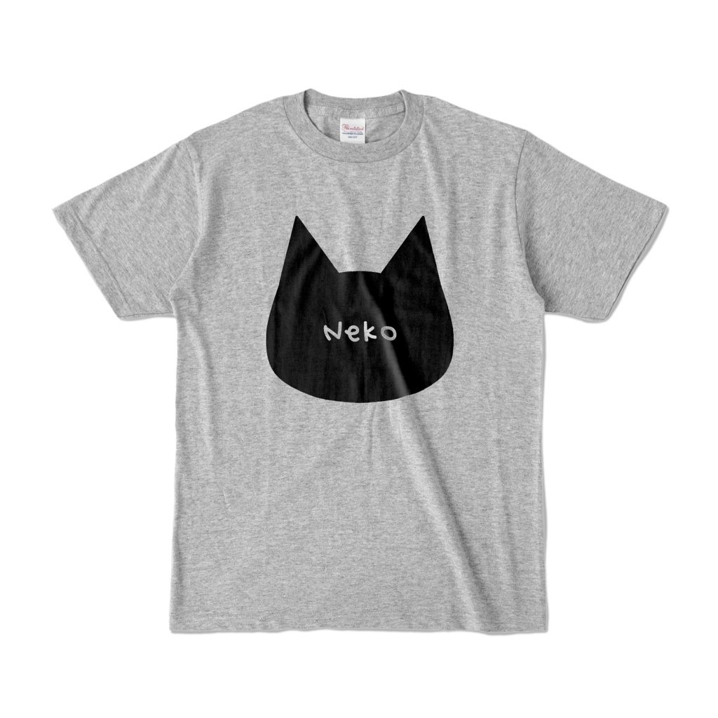 【杢グレー】シンプルでかわいい猫柄Tシャツ 黒猫 男女兼用 レディース メンズ ユニセックス