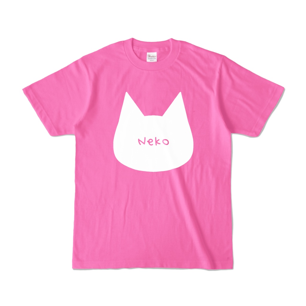 【ピンク】シンプルでかわいい猫柄Tシャツ 白猫 男女兼用 レディース メンズ ユニセックス