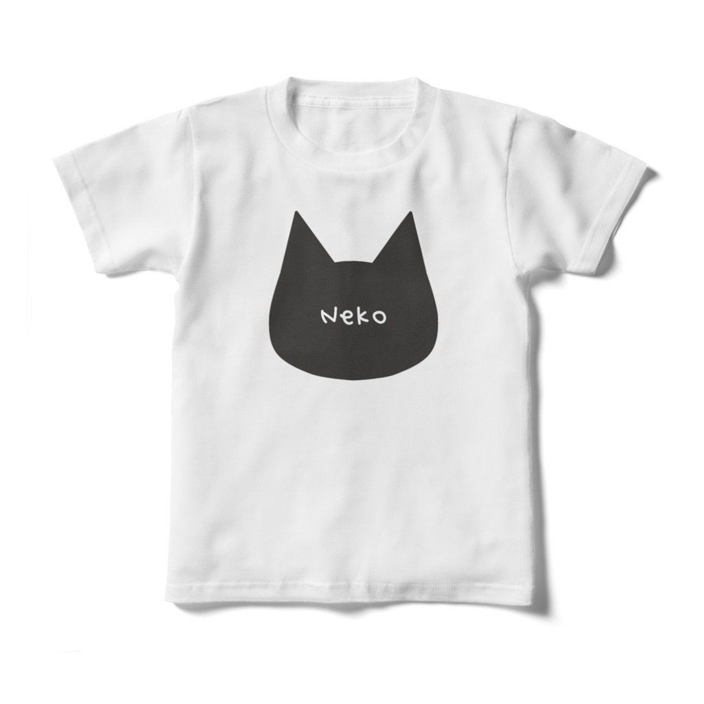 【キッズ100~160cm】シンプルでかわいい猫柄Tシャツ 黒猫